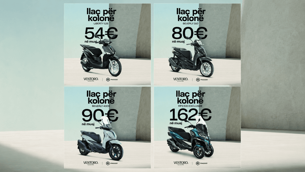 Ilaç për kolonë? Merr Piaggio duke filluar nga vetëm 54€ në muaj!