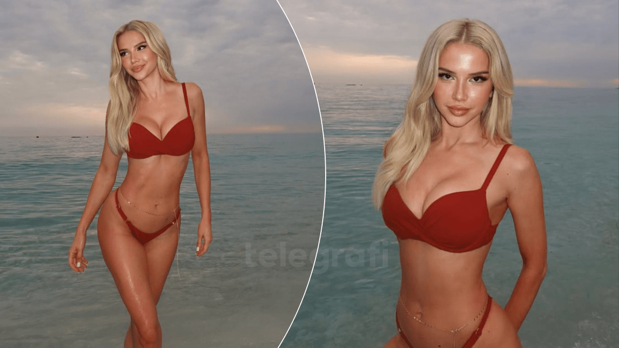 Sara Kolami mahnit me bikini të kuqe, pozon buzë detit në perëndim të diellit Sara Kolami mahnit me bikini të kuqe, pozon buzë detit në perëndim të diellit