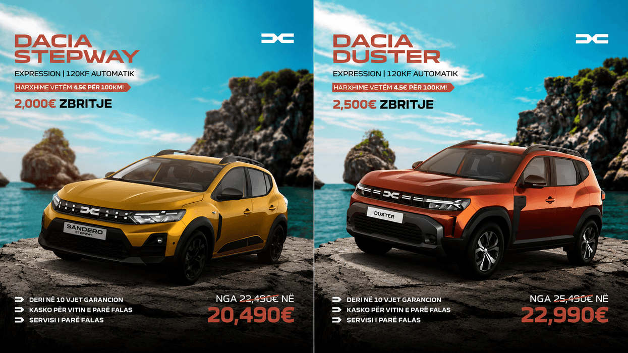 Modelet ekonomike të Dacia tani në superofertën e verës – vetëm 4.5 euro për 100 km Modelet ekonomike të Dacia tani në superofertën e verës – vetëm 4.5 euro për 100 km