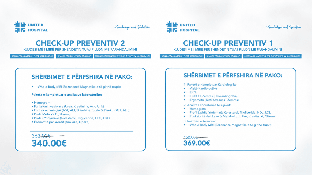 United Hospital: Parandalimi, forma më e mençur e kujdesit ndaj shëndetit United Hospital: Parandalimi, forma më e mençur e kujdesit ndaj shëndetit