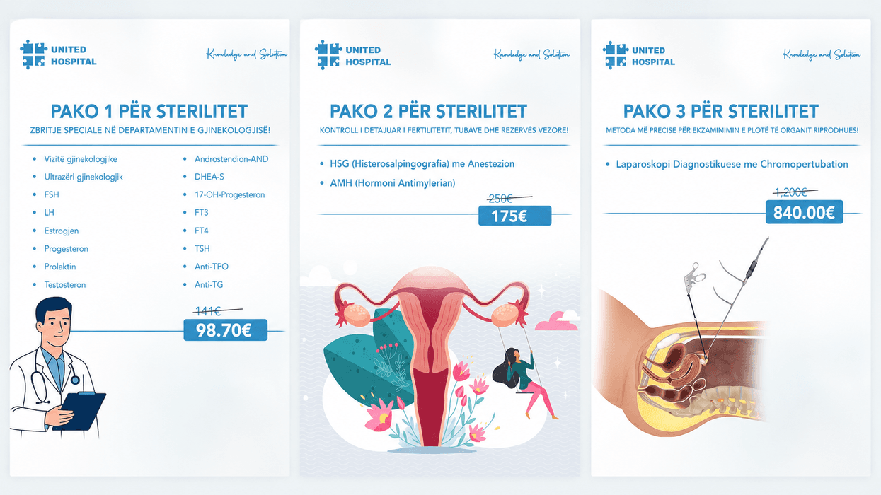 United Hospital: tri paketa për diagnostikimin e sterilitetit United Hospital: tri paketa për diagnostikimin e sterilitetit