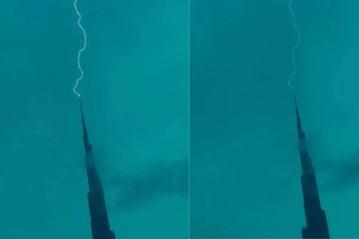 Momenti dramatik kur rrufeja godet Burj Khalifan Momenti dramatik kur rrufeja godet Burj Khalifan