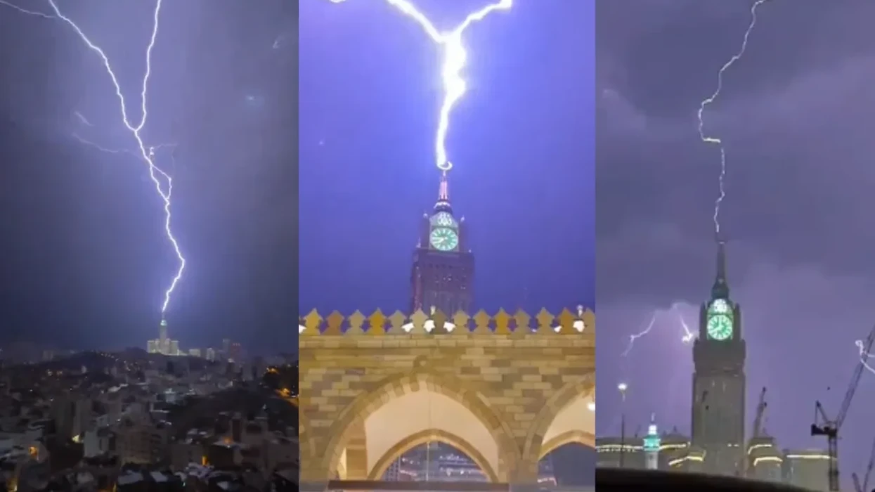 Rrufeja godet Kullën e Sahatit në Mekë, momenti spektakolar bëhet viral