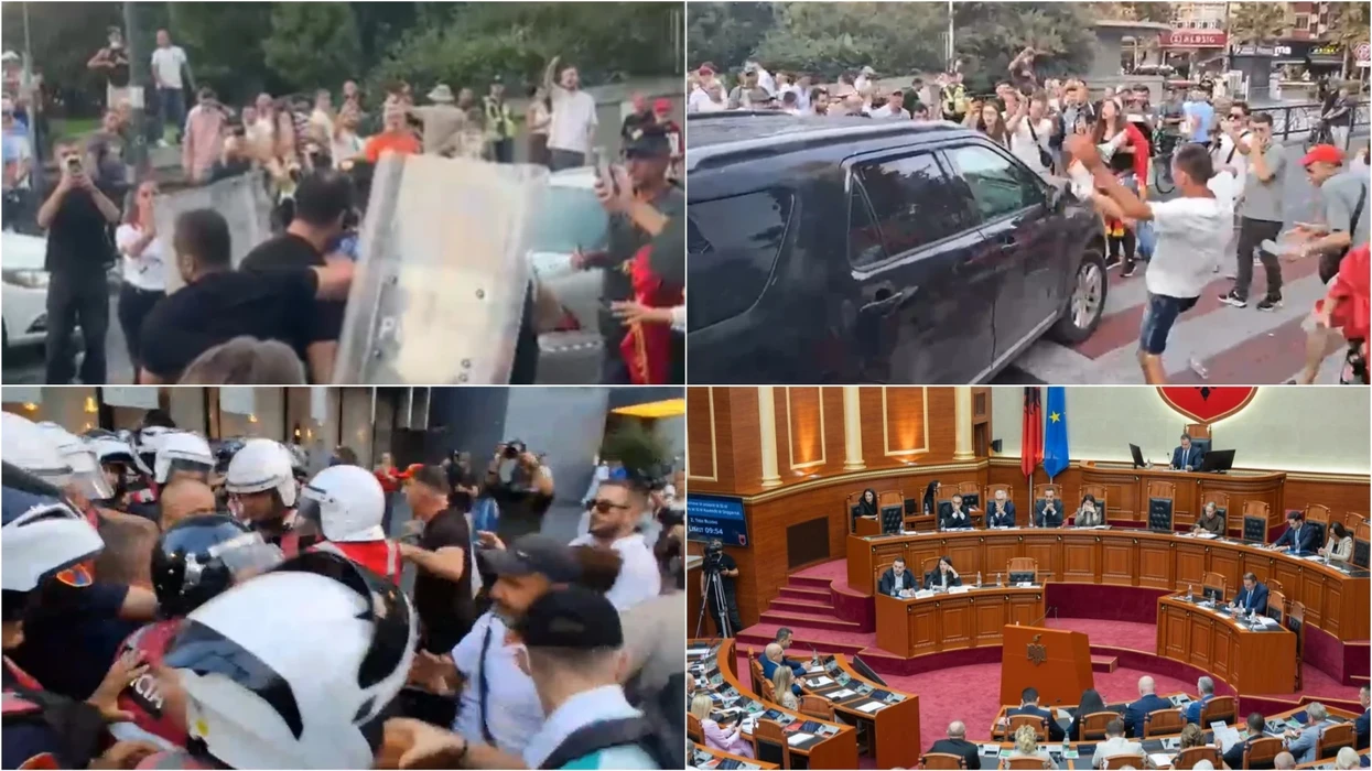 Një orë seancë mes vezëve dhe përplasjeve të forta jashtë Kuvendit - protestuesit bllokojnë rrugët në Shqipëri
