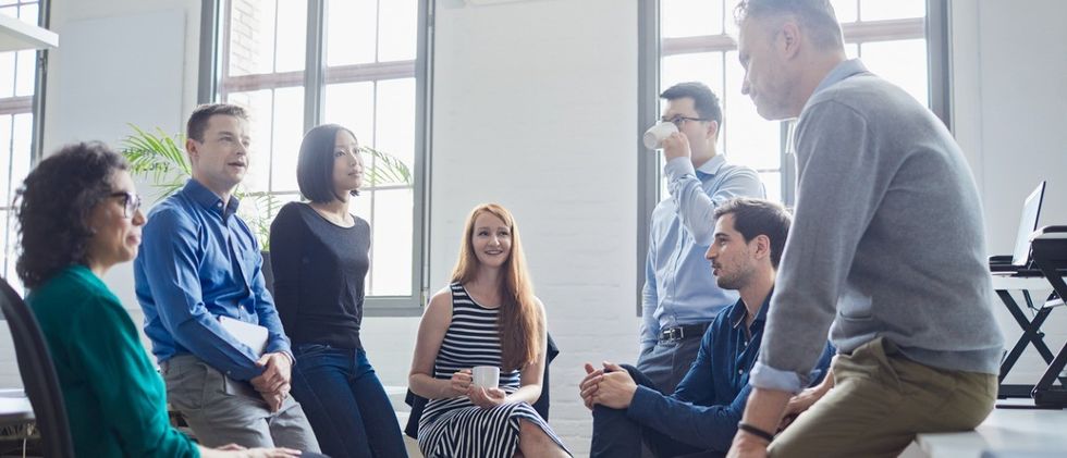 improvised business meeting in the office