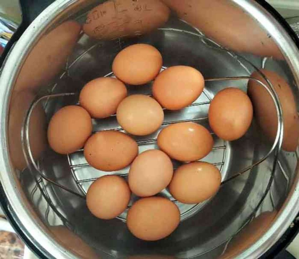 instant pot hard boiled eggs in pot