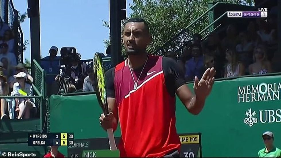 'It was f***king out of bounds on clay, how are you not calling it?' Kyrgios exploded with anger after a blown call during a crucial point in his loss at the Houston ATP event
