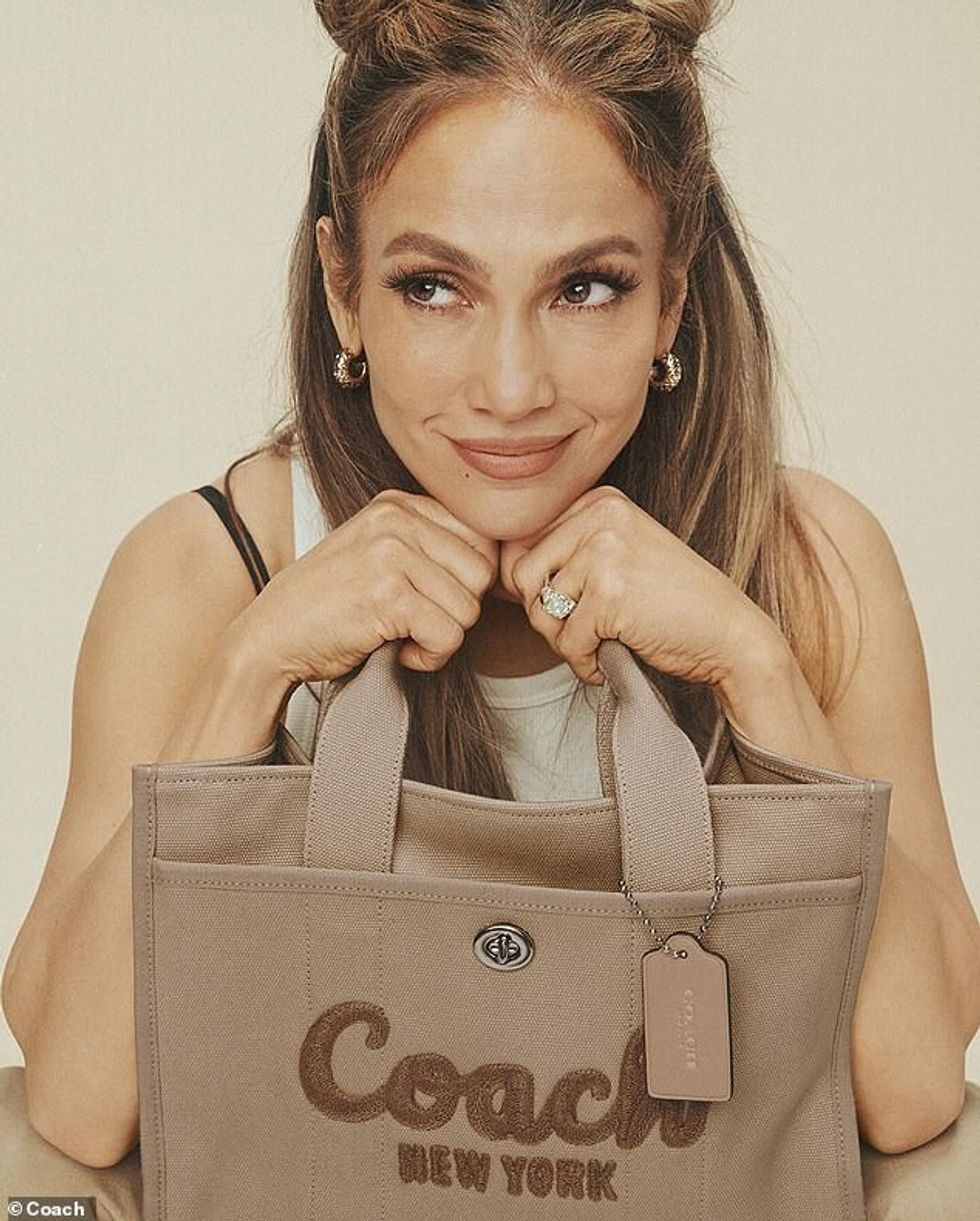 Jennifer Lopez flashed her wedding rings in a new ad campaign for Coach that was shared on Sunday even though she seems estranged from her husband Ben Affleck