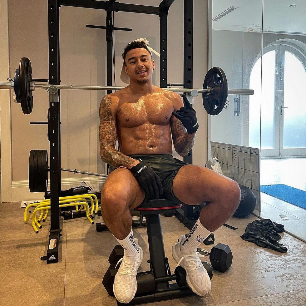 Jesse Lingard worked up a sweat in the gym