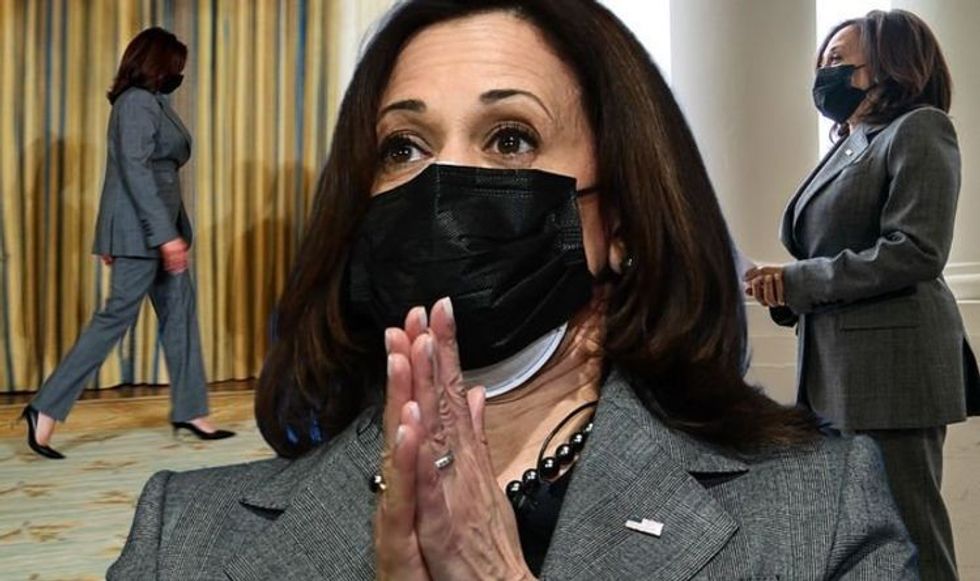 Kamala Harris wears chic suit with signature pearls and 500