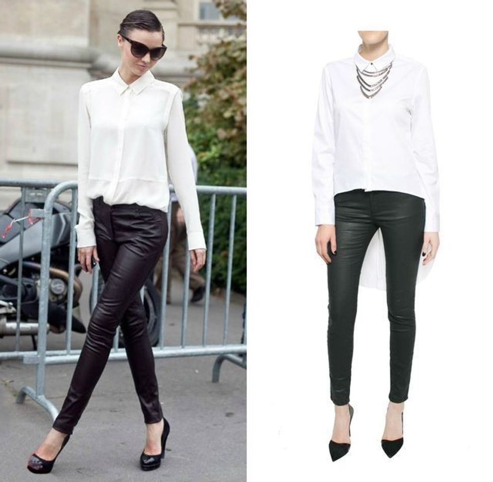 Këmishë e bardhë, pantallona të zeza,taka.