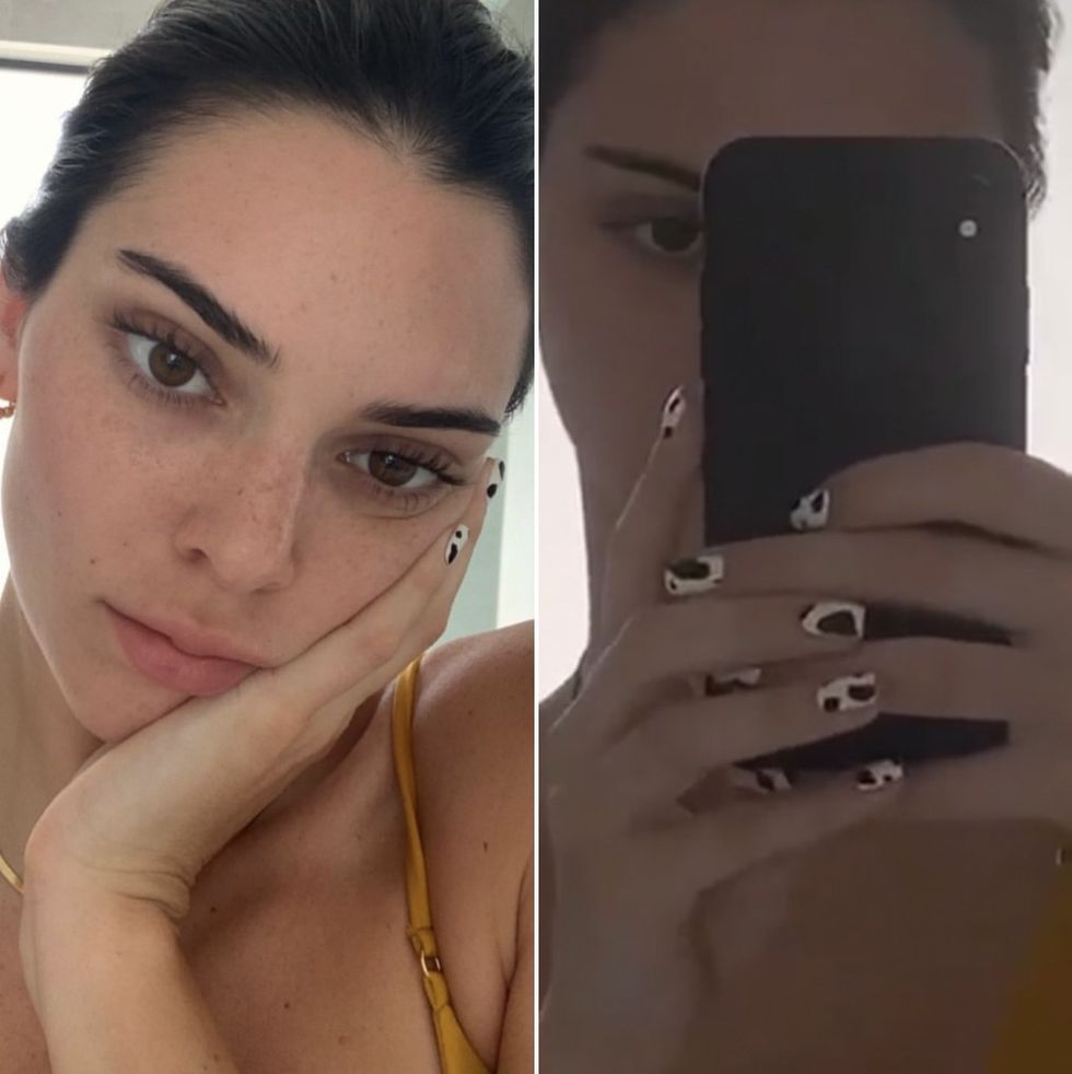 kendall jenner cow print nails
