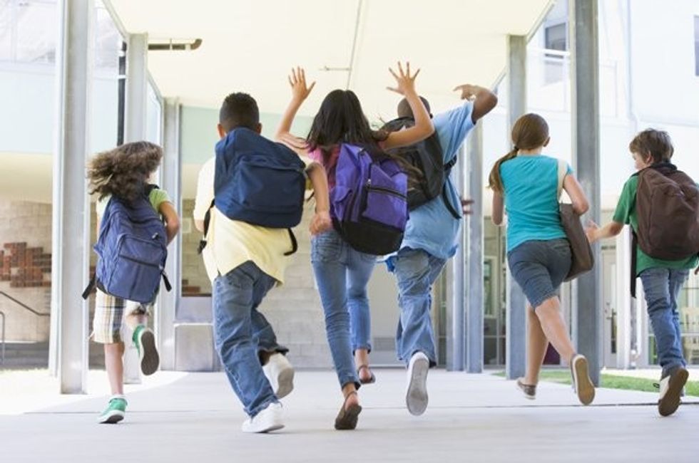 kids running to school