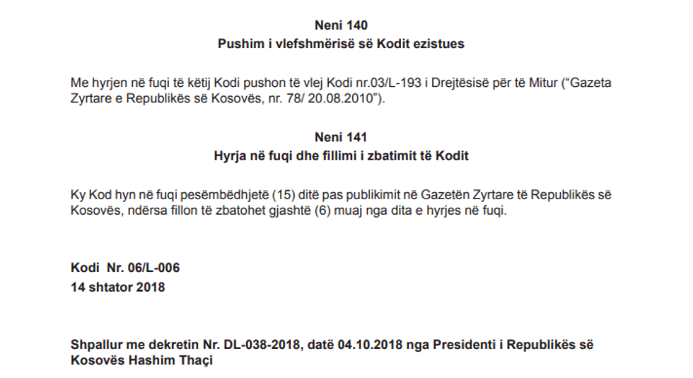 Kodi i Drejtesise per te Mitur