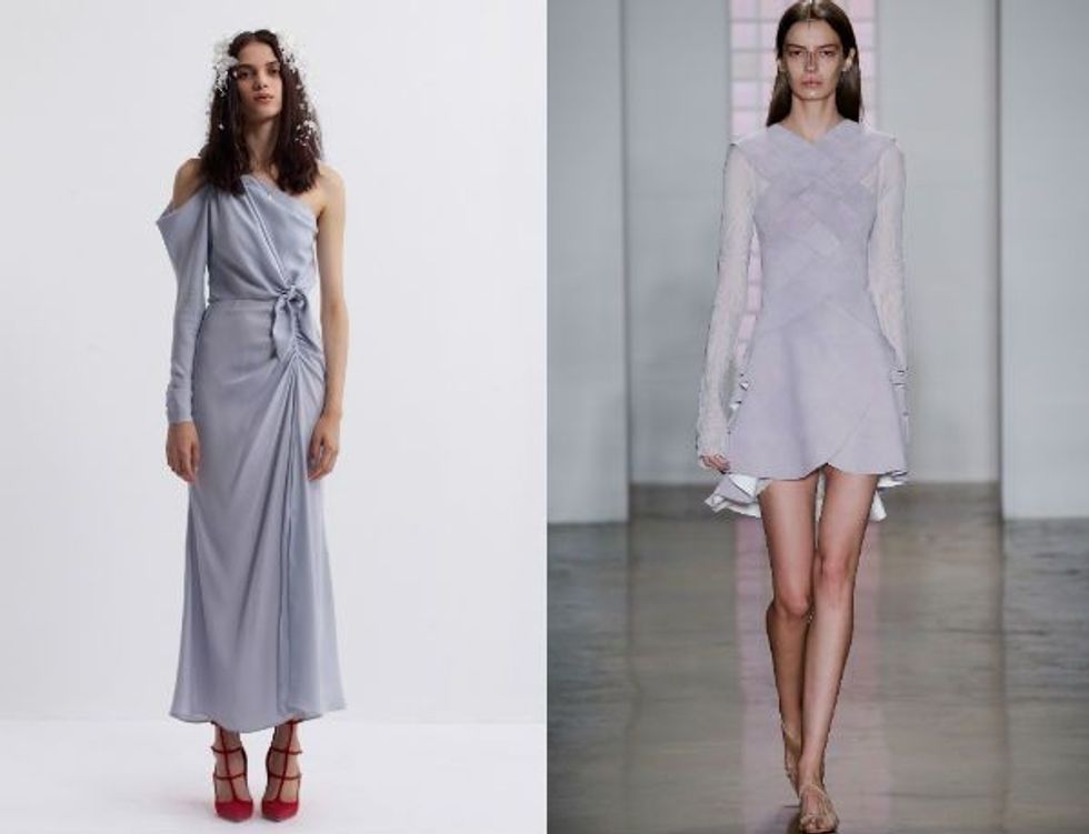 Kombinimi i grisë neutrale me shkëlqim vjollcë