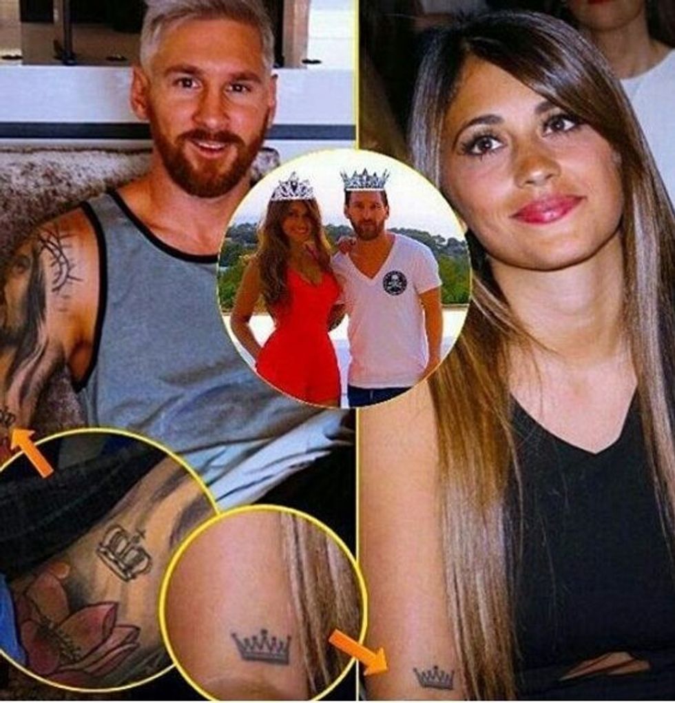 Kurora e Mbretit dhe mbretëreshës - tatuazhi i përbashkët i Messit dhe Antonellas! Pasion i pashterrur plot dashuri!