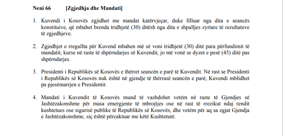Kushtetuta e Kosovës neni 66