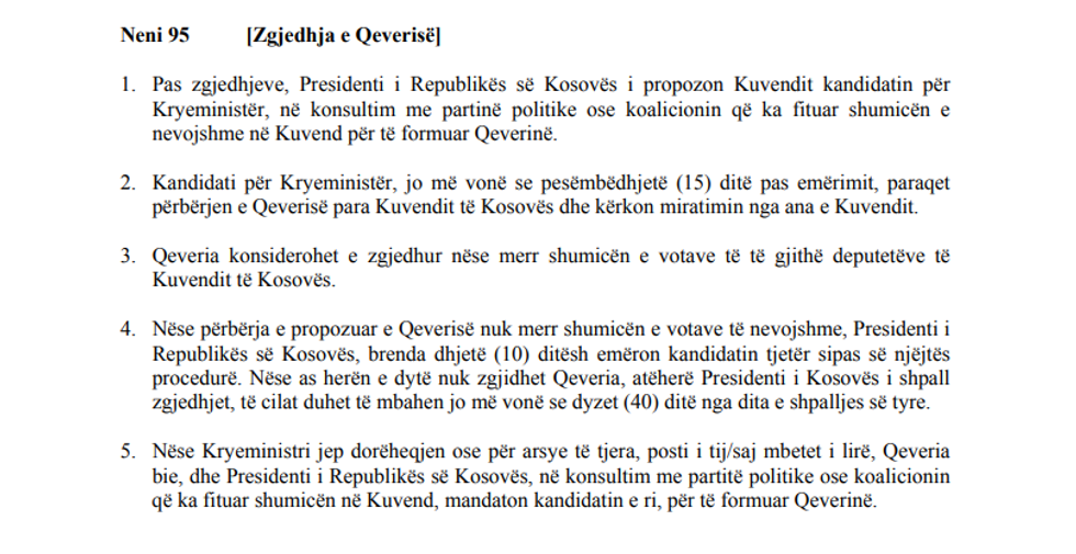 Kushtetuta e Kosovës neni 95