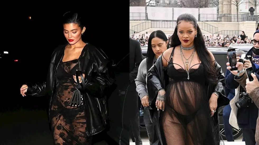 kylie channels rihanna in sheer lace and leather kylie channels rihan