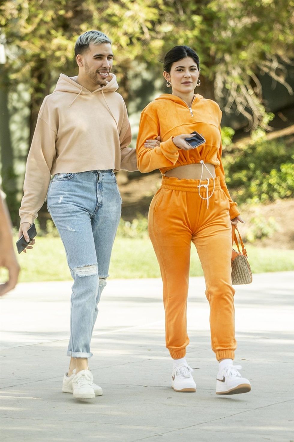 kylie jenner tracksuit orange backgrid
