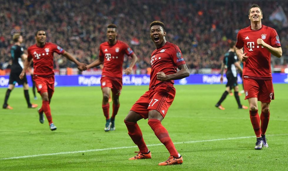 la joie de l autrichien david alaba c auteur du troisieme but du bayern munich contre arsenal en ligue des champions le 4 novembre 2015 a munich 5458402