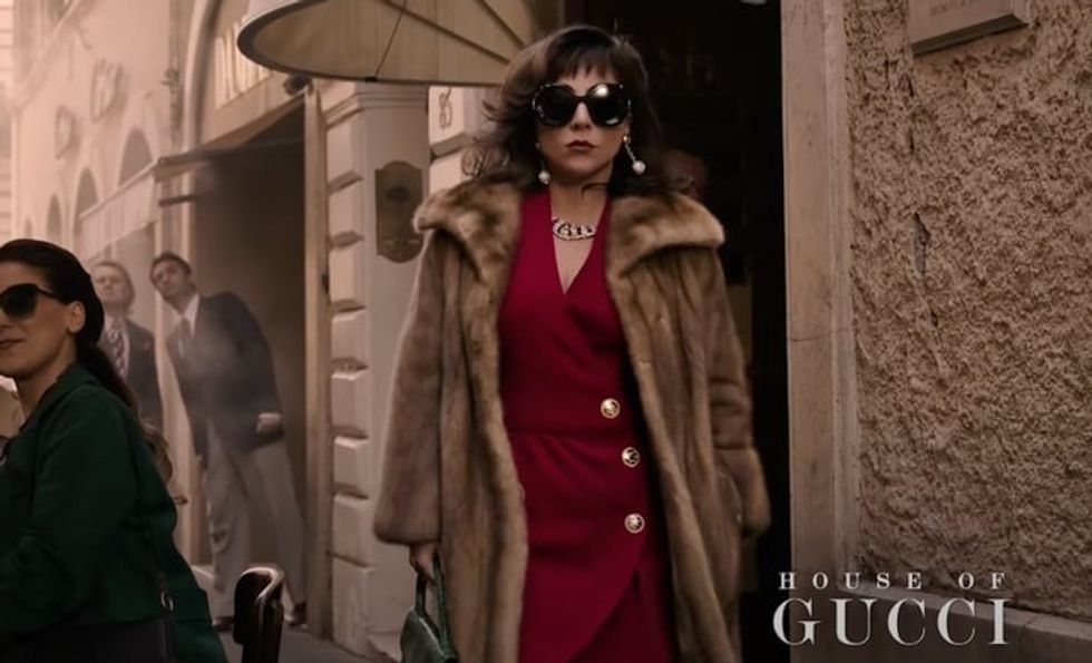 lady gaga house of gucci trailer outfits