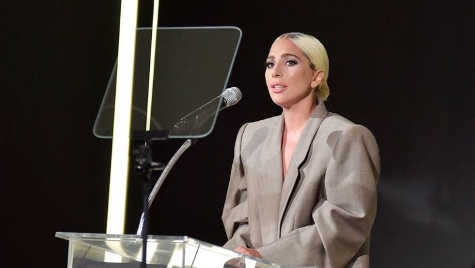 lady gaga speaks onstage during elles 25th annual women in hollywood celebration getty h 2018