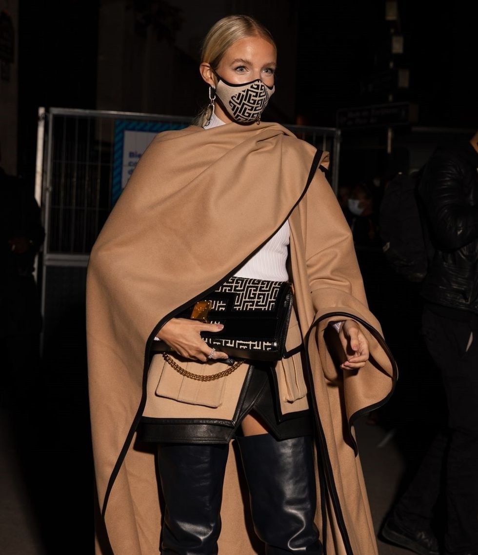 leonie hanne balmain wool and cashmere cape paris fashion week