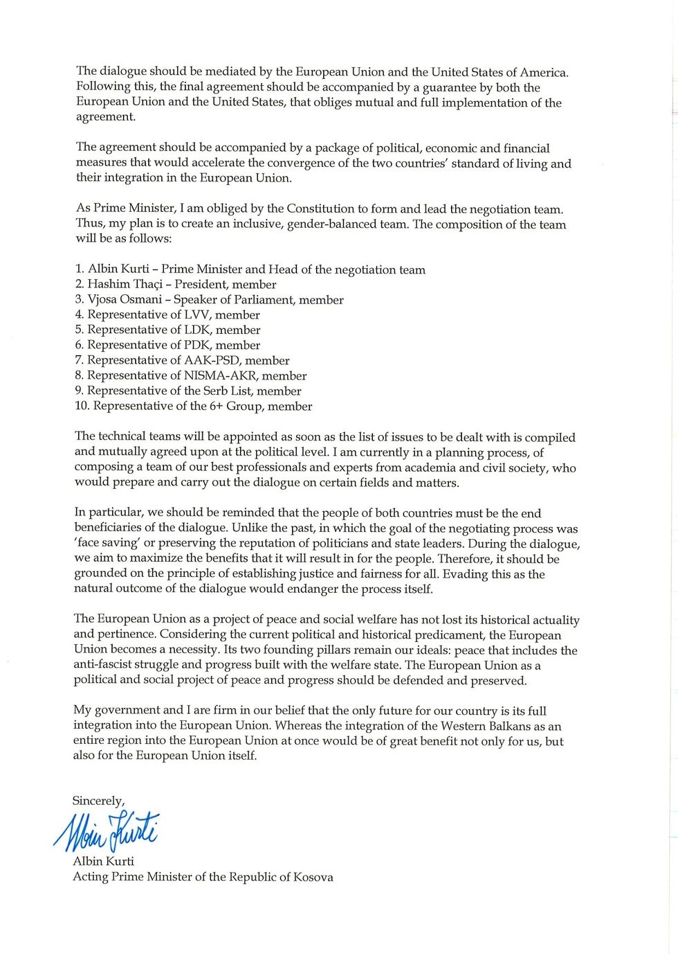 Letter from Acting PM Kurti to EUSR Mr. Lajcak 03.04.2020 page 0002