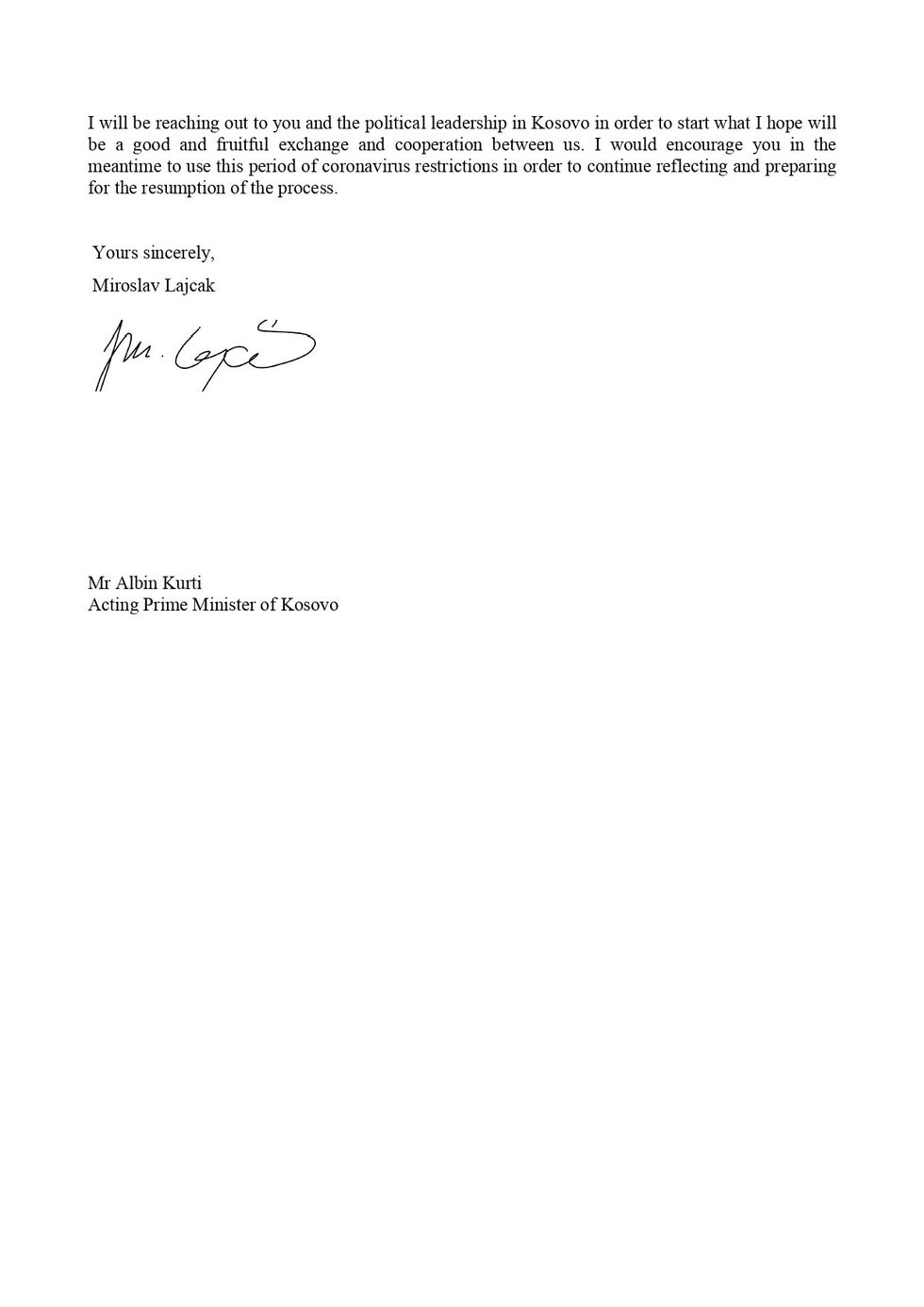 Letter from Mr Lajcak page 0002