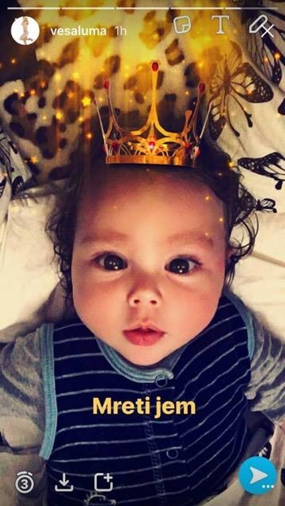 Liani, djali i këngëtares Vesa Luma. Foto nga Instagram Story/SnapChat.