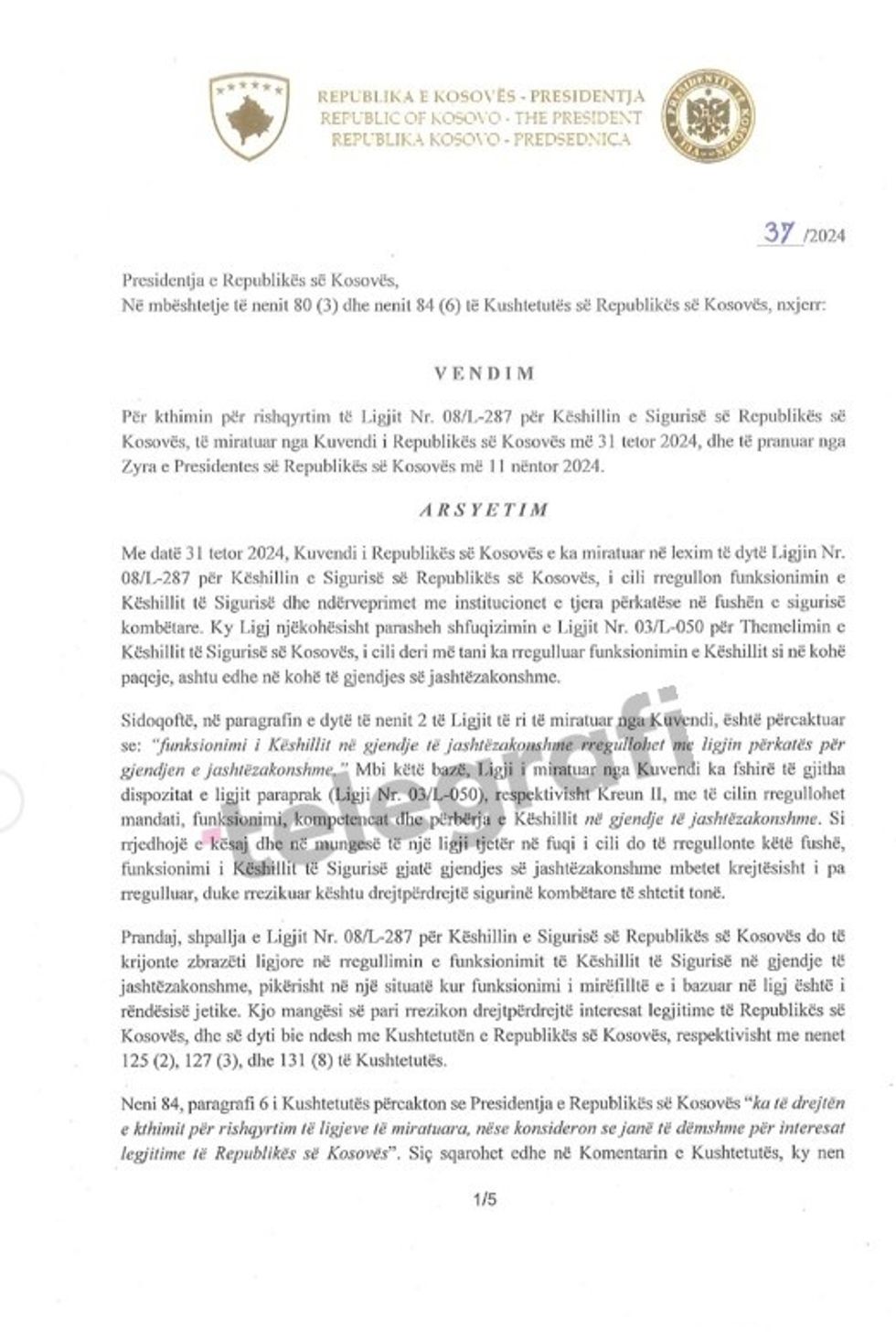 Ligji per Keshillin e Sigurise