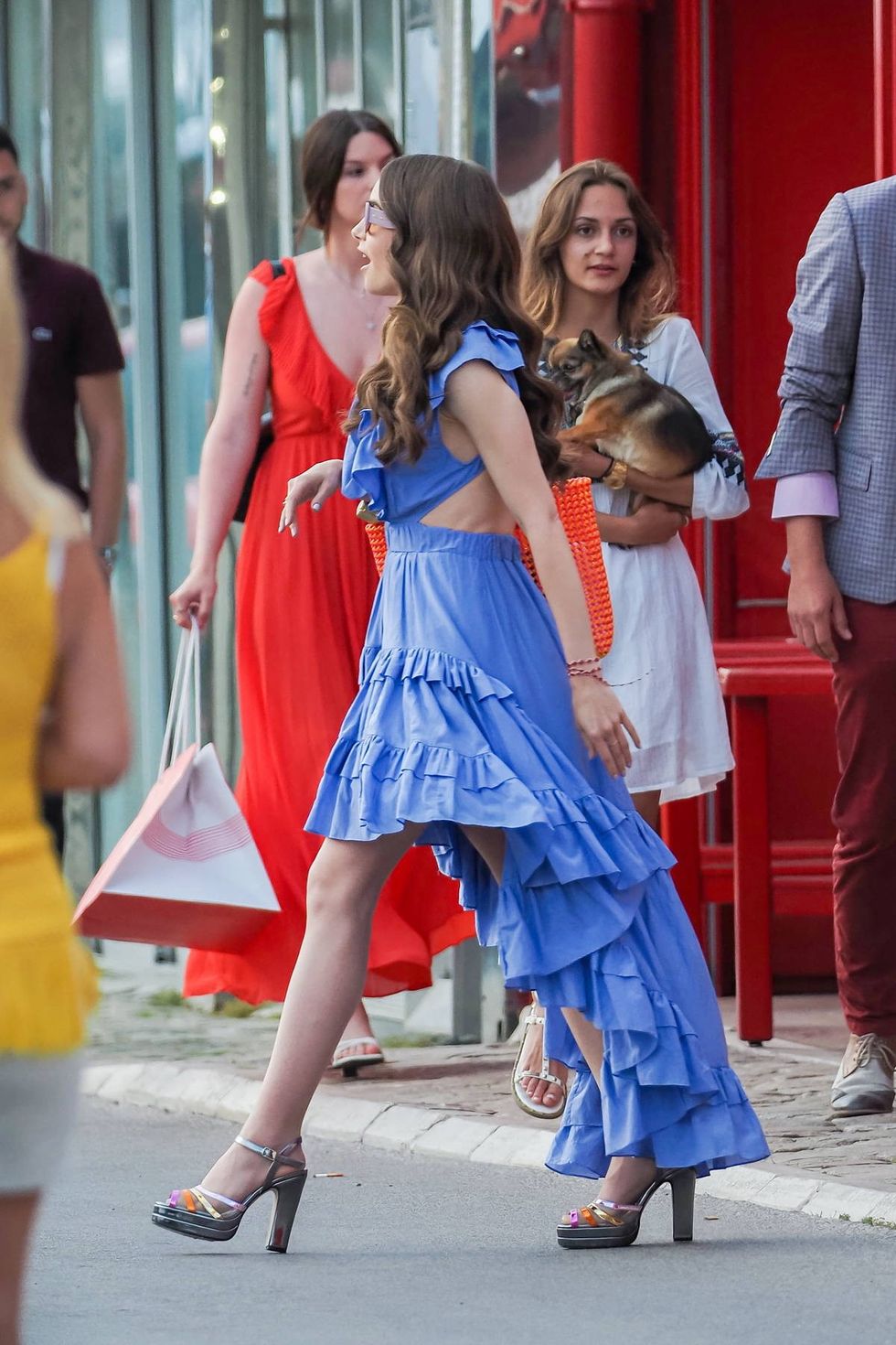 lily collins seen filming emily in paris on the french riviera in saint tropez france 090521 12