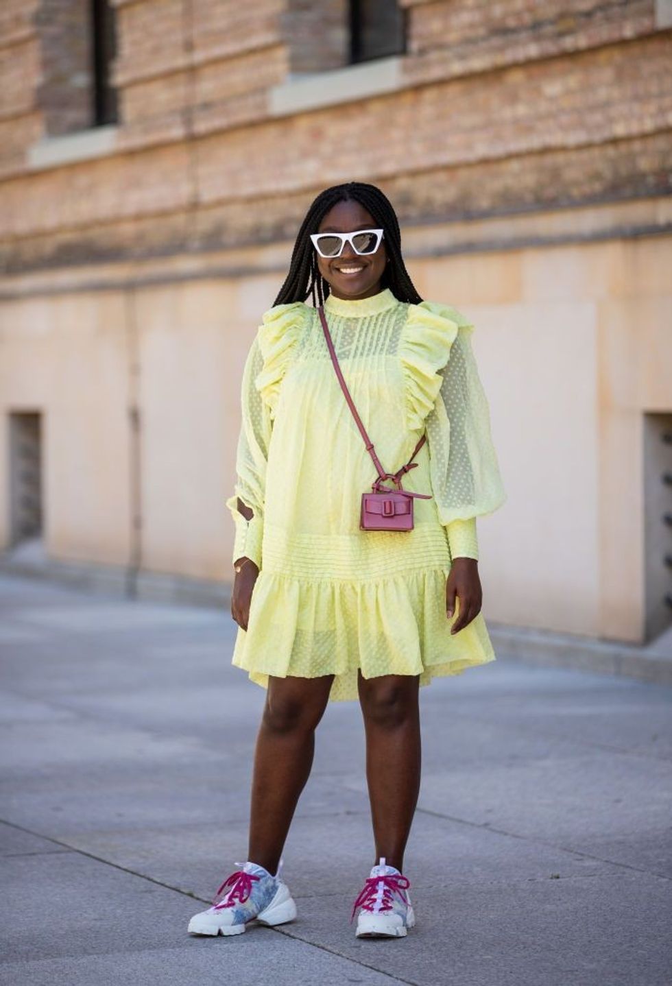 lois opoku is seen wearing yellow dress h m boyy mini bag news photo 1597949054