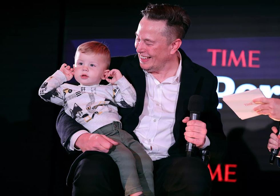 lon Musk with son X getty