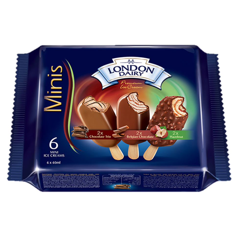 London Dairy 6 Mini Ice Cream Choco Belgian Hazelnut