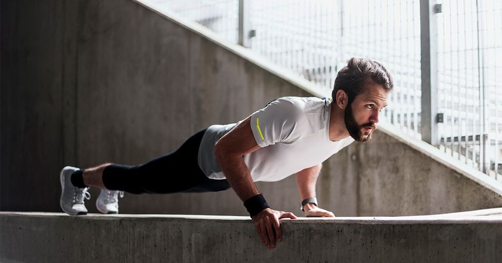 man exercising plank push up facebook
