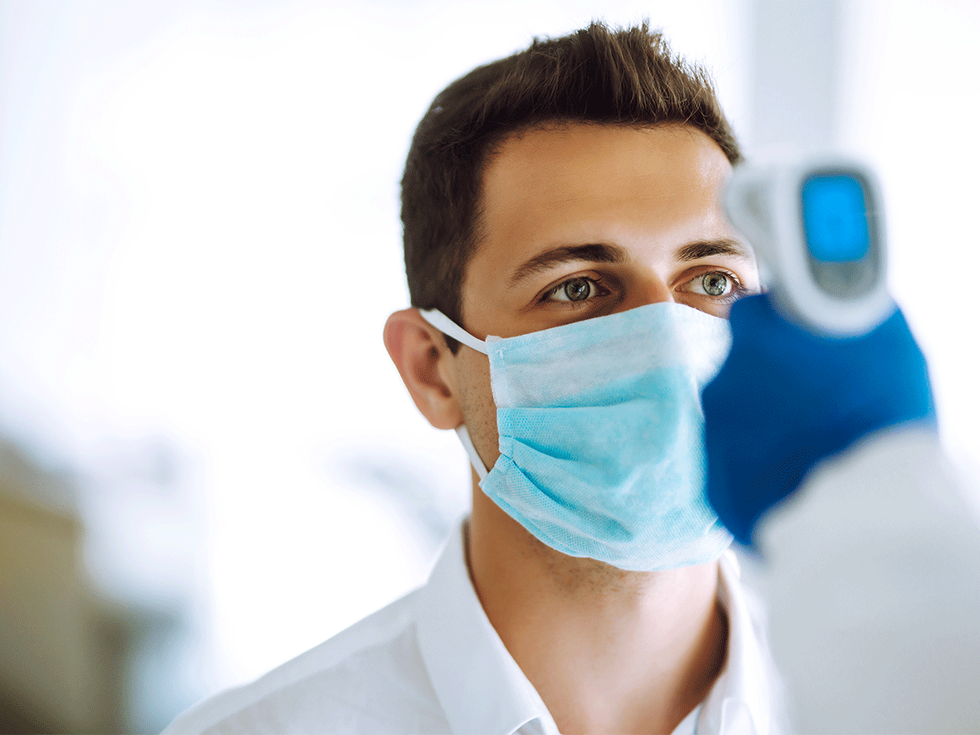 Man getting temperature check