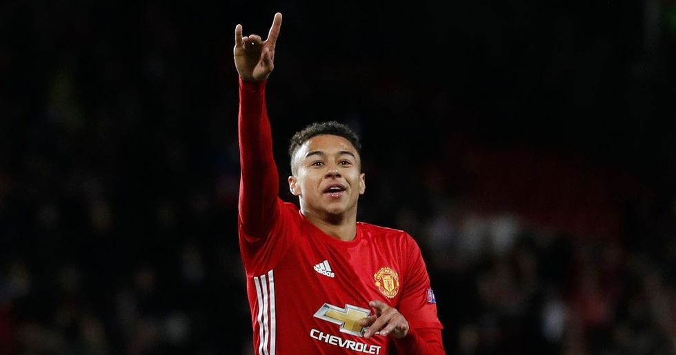 Manchester Uniteds Jesse Lingard celebrates scoring their fourth goal