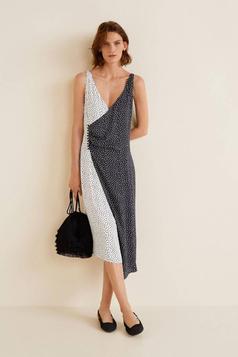 mango dark navy wrap contrasted bodice dress p