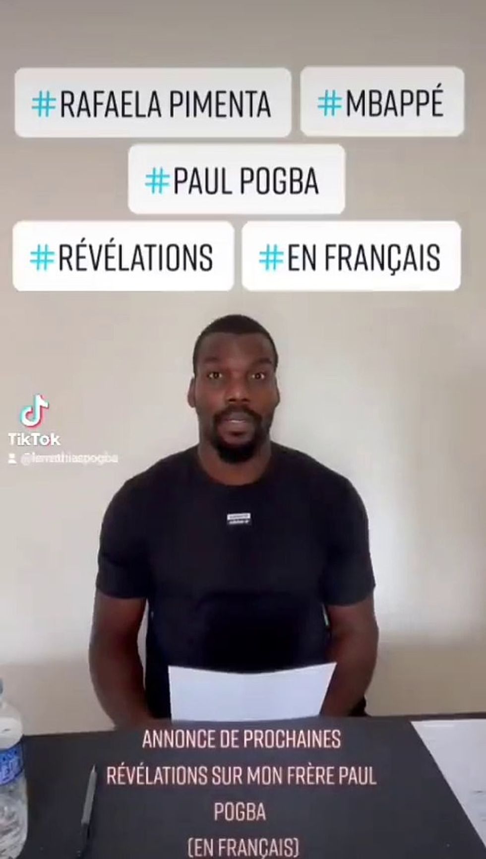 Mathias Pogba said he would share information on his brother in a bizarre video on Twitter