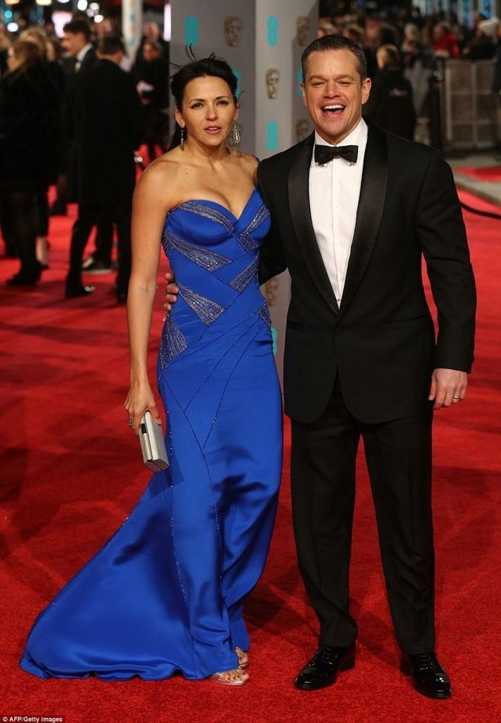 Matt Damon Luciana Barroso BAFTAs Red Carpet 2016 Vogue 14Feb16 Rex b