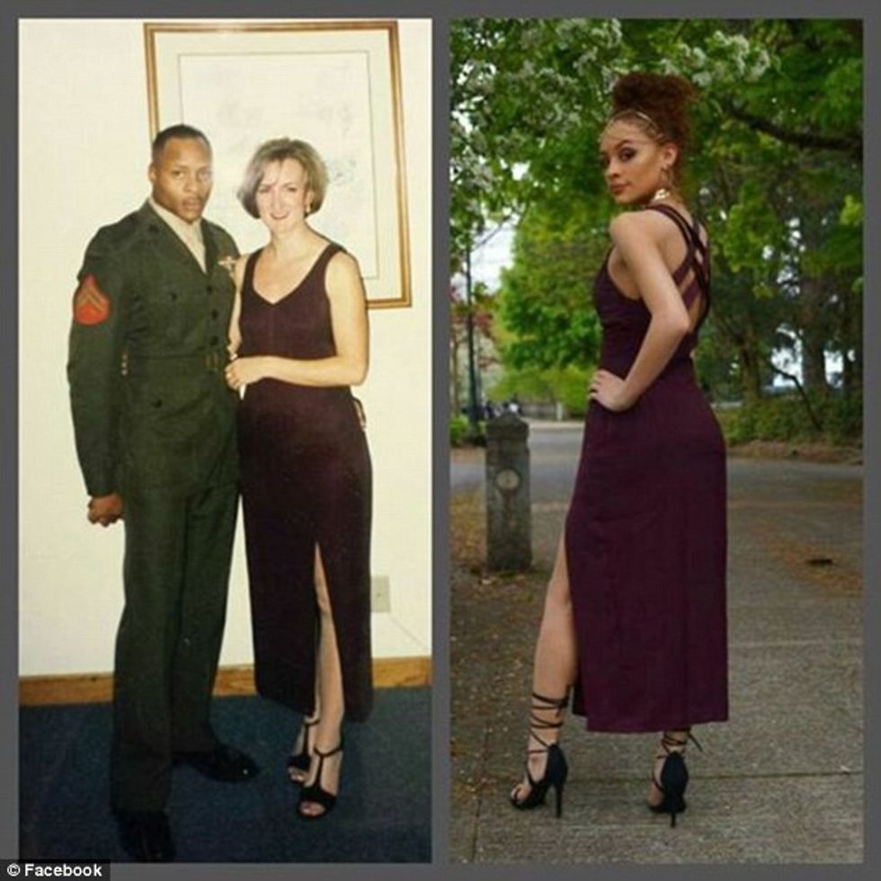 Maturantet me fustanet që veshën nënat e tyre gjatë mbrëmjes së maturës foto 2