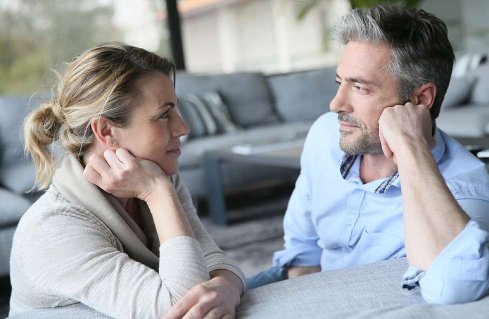 Mature couple talking to eachother