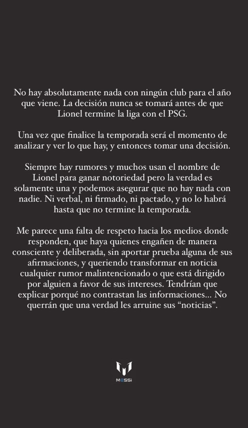 Messi Jorge statemet