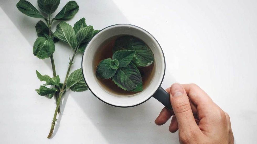 mint tea and leaves 1