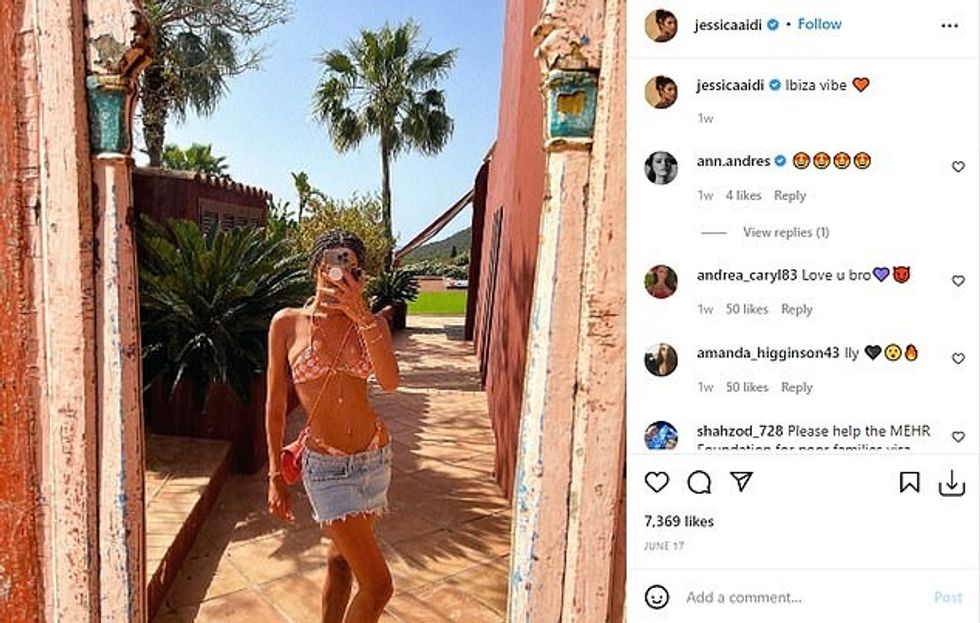 Miss Aidi posted a picture of herself in a bikini last week with the caption 'Ibiza vibe'