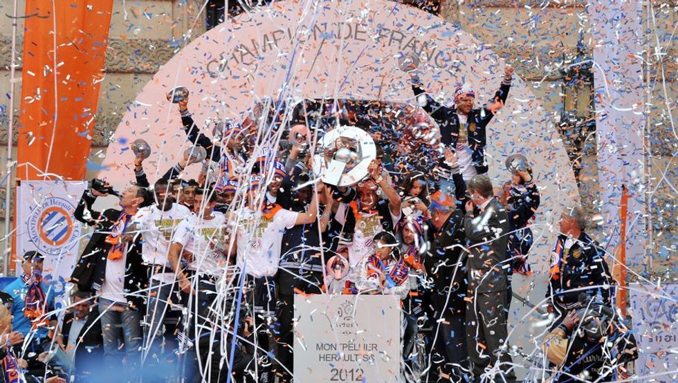 Montpellier's football club players cele