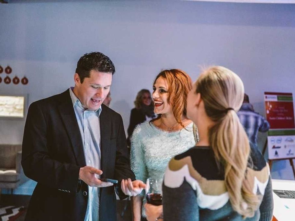 networking talking office party