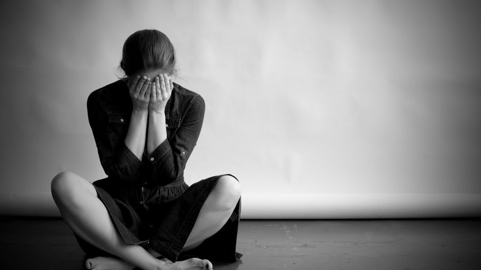 newsletter depressed woman in monochrome ts 509864876